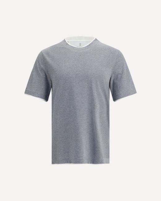 Brunello Cucinelli Gray Cotton T-Shirt for men