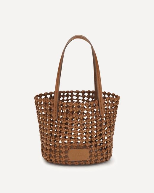 Staud Brown Woven Leather Bucket Bag