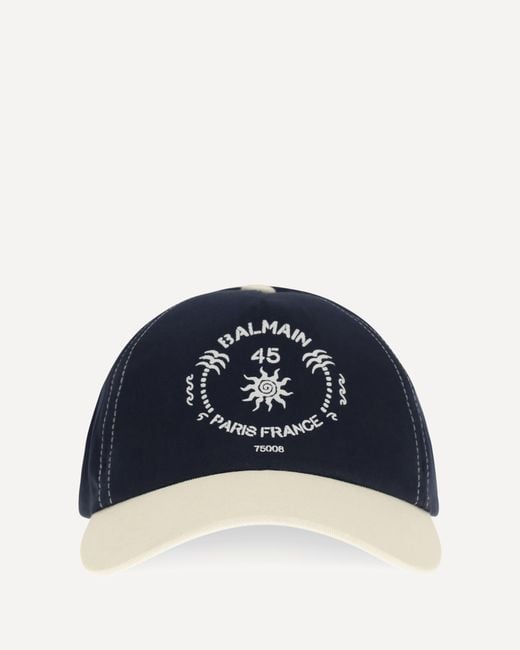 Balmain Blue Bicolor Baseball Cap With Logo for men