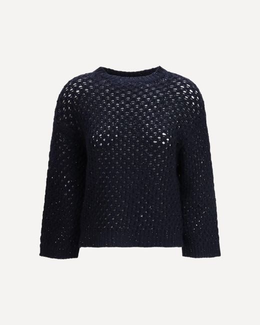 Fabiana Filippi Blue Jumper Crafted From Platinum Yarn With Micro Sequins