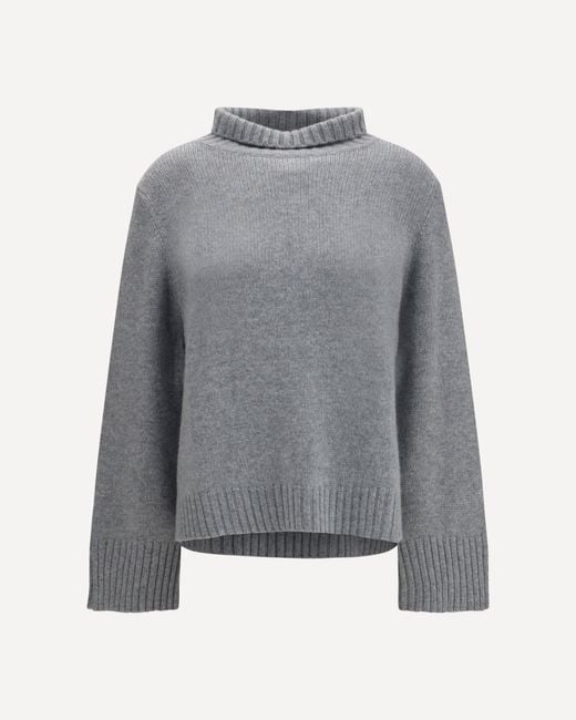 Allude Gray Cashmere Turtleneck Sweater