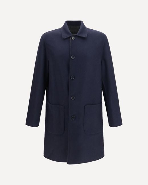Etro Blue Soho Reversible Wool-Blend Coat for men