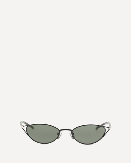 McQueen Black Slim Cat-Eye Sunglasses With T-Bar