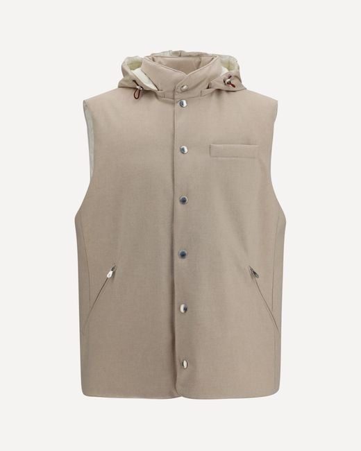 Brunello Cucinelli Natural Wool Down Vest for men