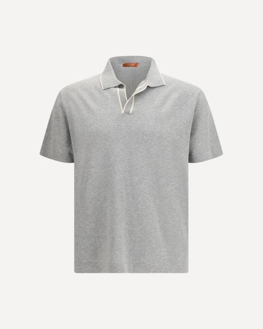 Cruna Gray Knitted Polo With Short Sleeves for men