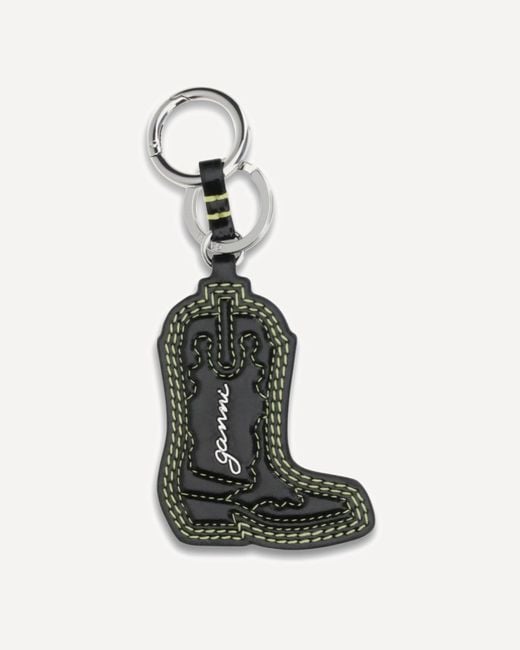 Ganni White Western Boot Keyring