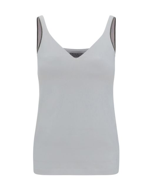 Top Con Monili di Brunello Cucinelli in Gray