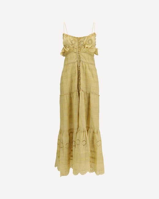 Isabel Marant Metallic Paule Long Ruffled Dress