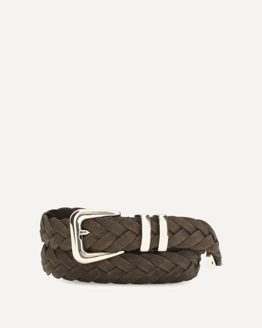 Brunello Cucinelli Brown Leather Woven Belt for men