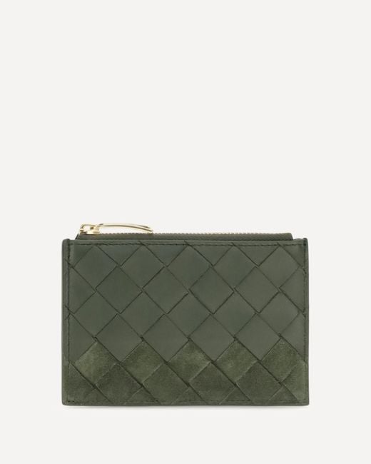 Bottega Veneta Green Intrecciato Zip Cardholder