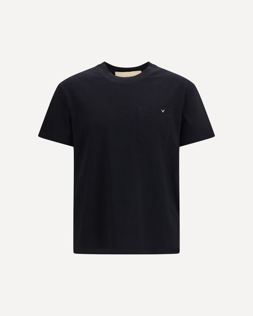 Valentino Black Cotton T-Shirt With Vgold for men