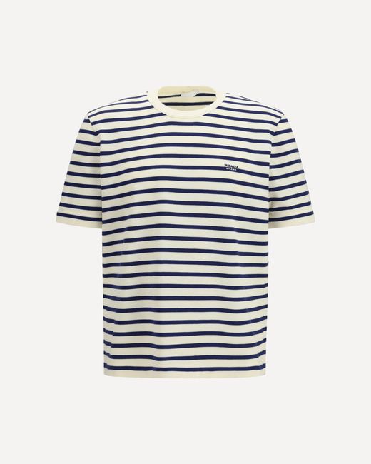 Prada Blue Short-Sleeve Cotton Sweater for men