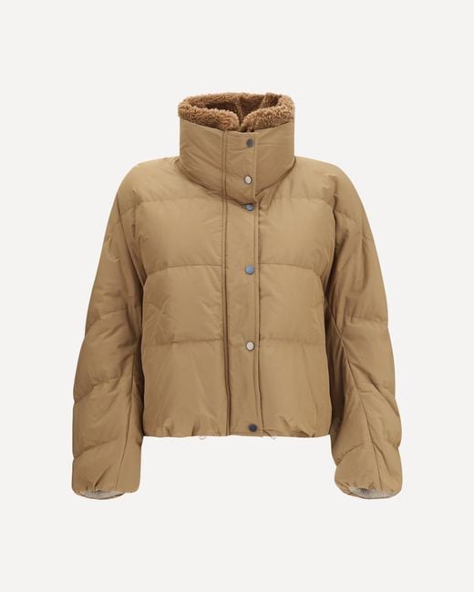 Brunello Cucinelli Natural Padded Jacket With Shearling Collar