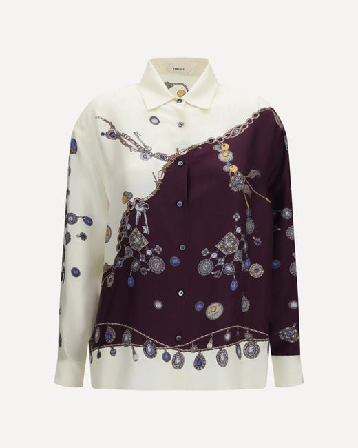 Versace Purple Printed Silk Shirt