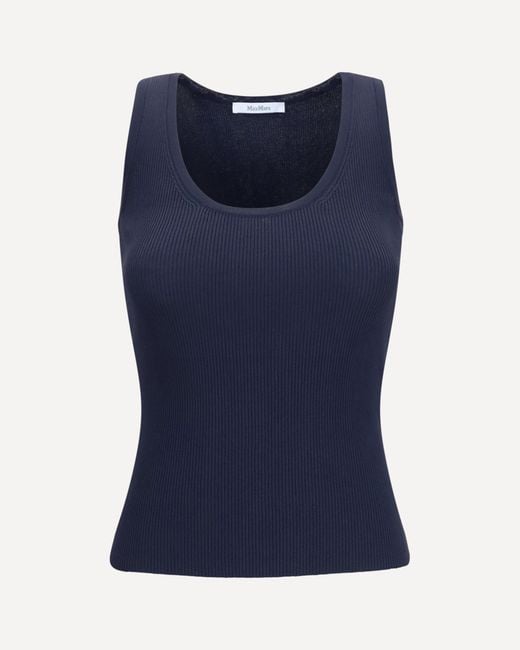 Max Mara Blue Ribbed Jersey Tank Top