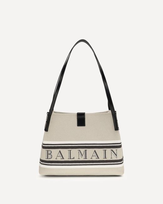 Balmain White Canvas Shoulder Bag