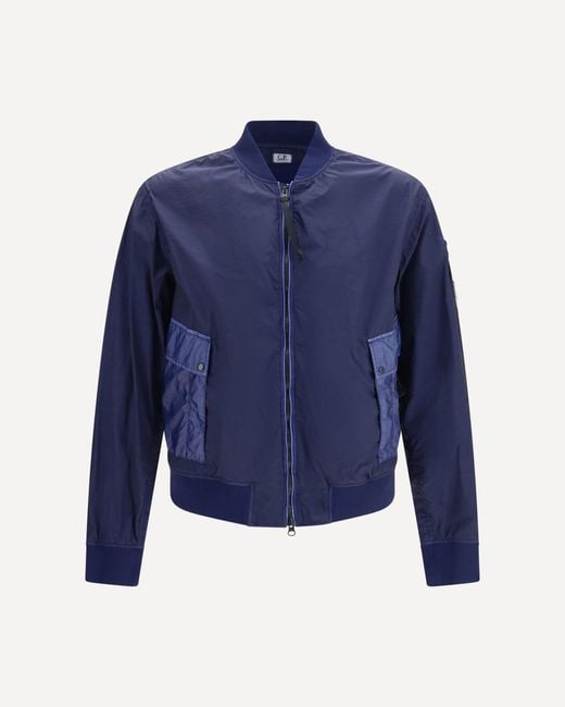 C P Company Blue C. P. Company Bi-Tm Mixed Lens Bomber Jacket for men