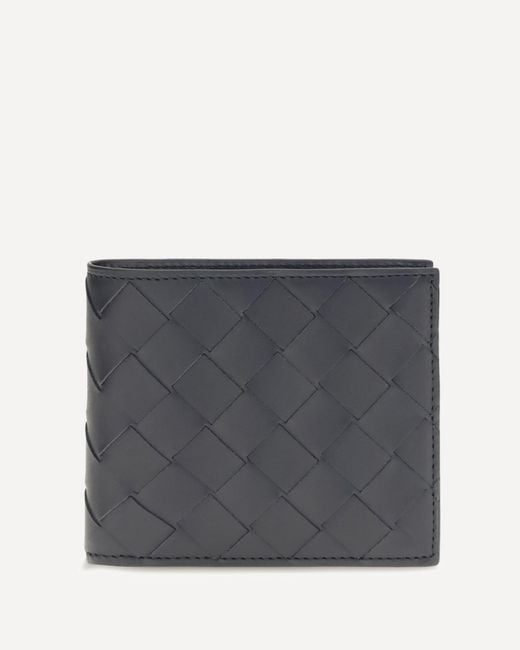 Bottega Veneta Gray Bifold Leather Intrecciato Wallet for men