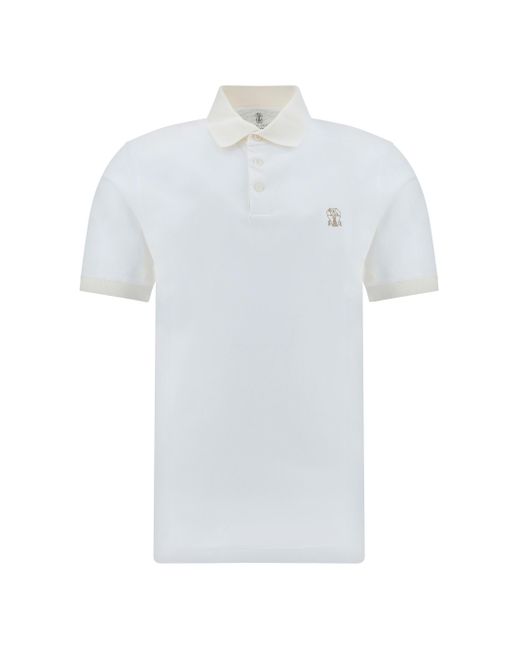 Brunello Cucinelli Polo Shirt in White for Men | Lyst