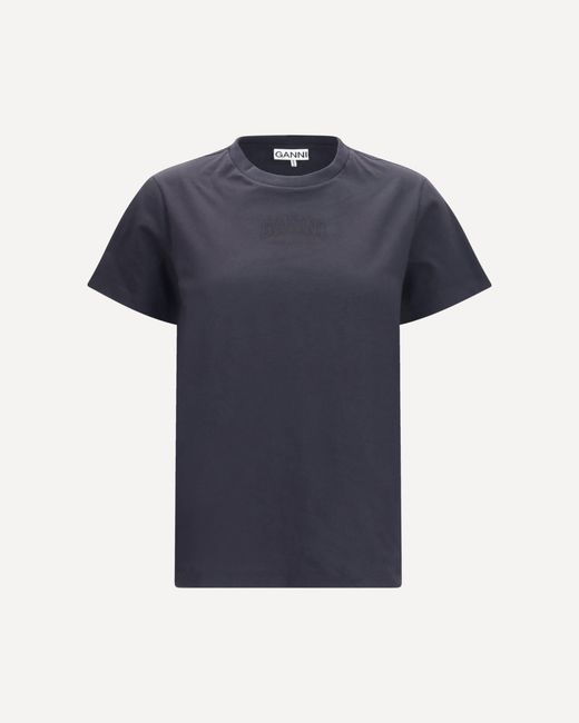 Ganni Blue Crewneck T-Shirt