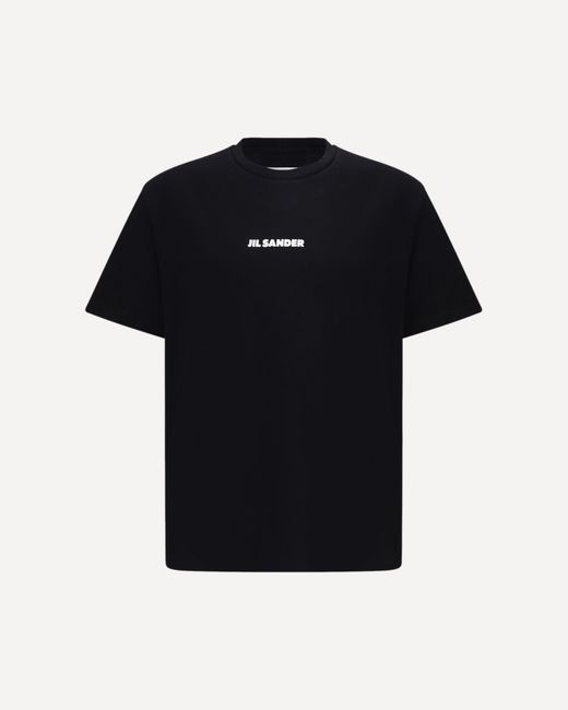 Jil Sander Black Crew-Neck Cotton T-Shirt With Printed Logo for men