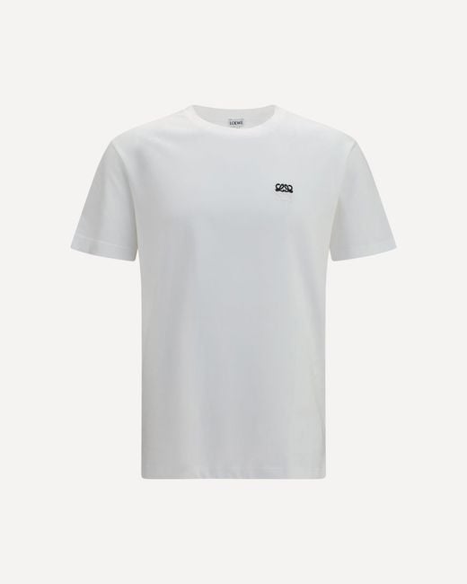 Loewe Gray Cotton T-Shirt With Embroidered Logo for men