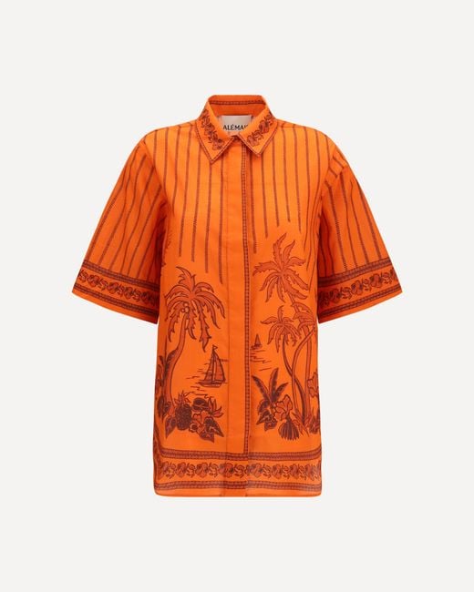 ALÉMAIS Orange Oversized Printed Shirt