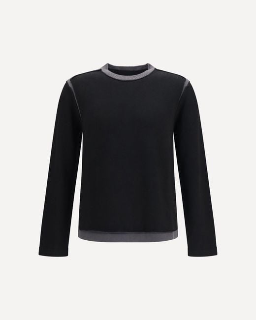 MM6 by Maison Margiela Black Wool Crew-Neck Sweater for men