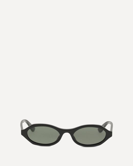 McQueen Black Geometric Oval Sunglasses