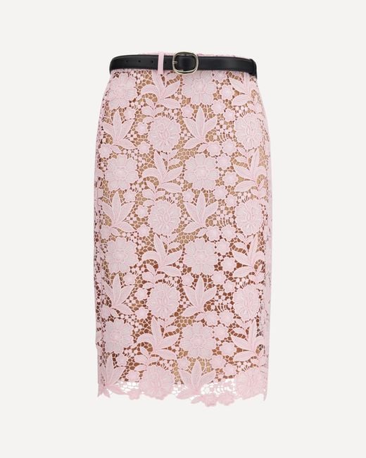 Self-Portrait Pink Lace Midi Skirt