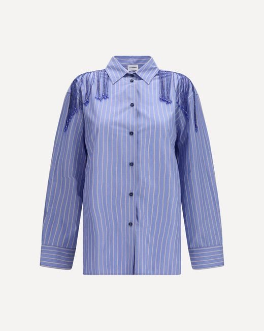 ANDAMANE Blue Miley Fringed Oversized Shirt