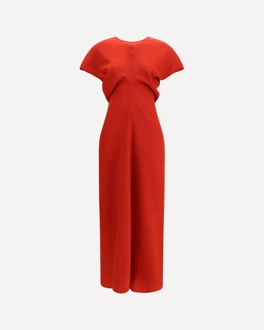 Totême Red Slouch Waist Wool Dress