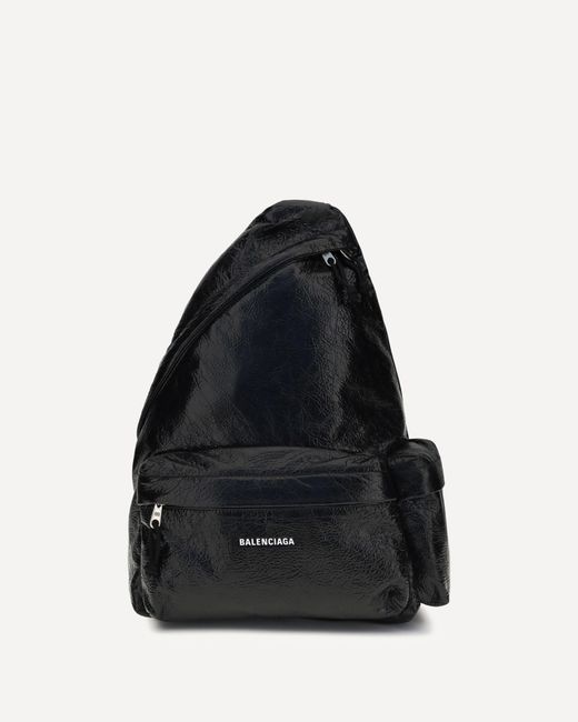 Balenciaga Black Explorer Asymmetric Backpack for men