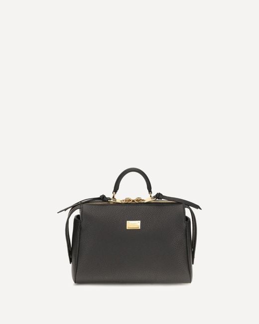 Dolce & Gabbana Black Vittoria Calfskin Top Handle Bag