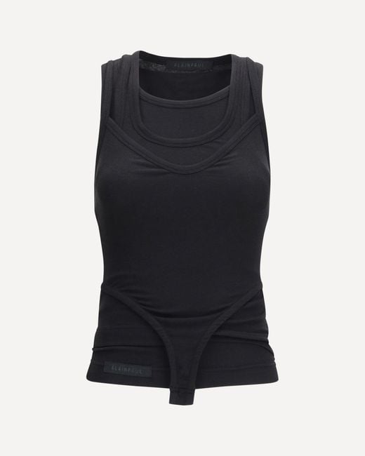 ALAINPAUL Black Multi Layered Tank Top