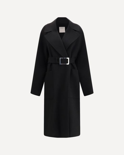 Max Mara Black Fleece Wool Coat