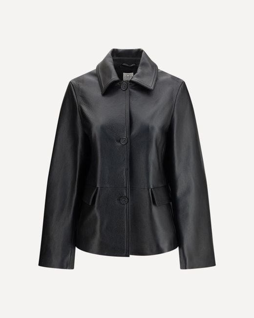 Totême Black Grained Leather Jacket
