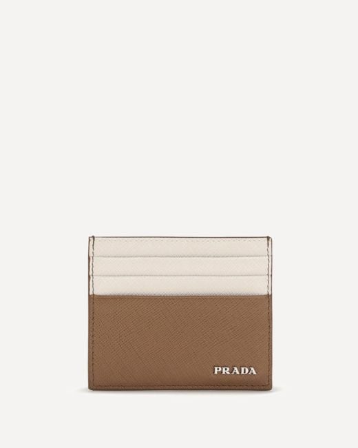 Prada White Saffiano Leather Card Holder for men
