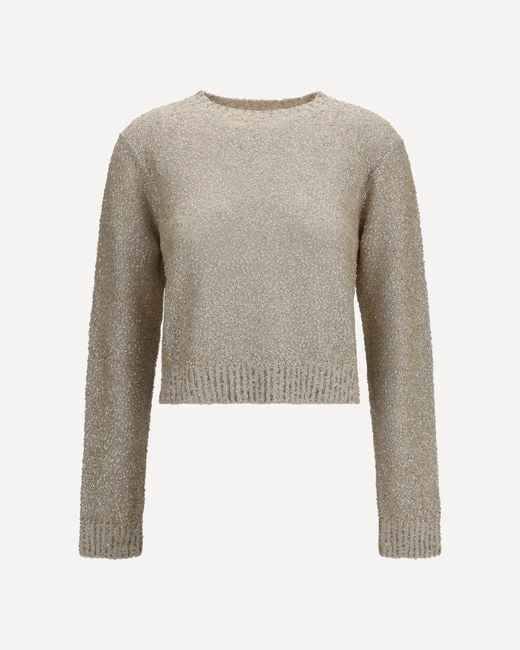 Brunello Cucinelli Natural Long-Sleeve Sequin Sweater
