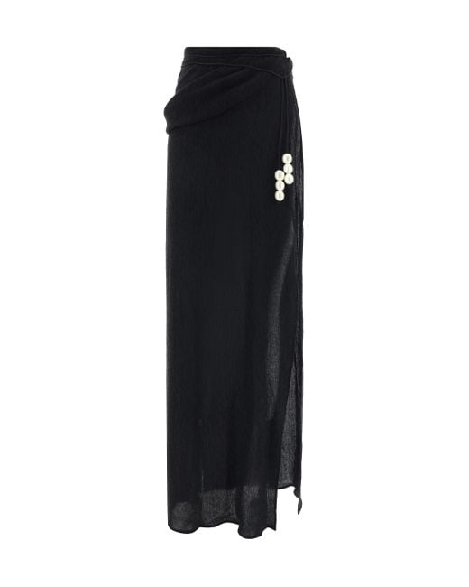 Magda Butrym Black Pareo Long Skirt