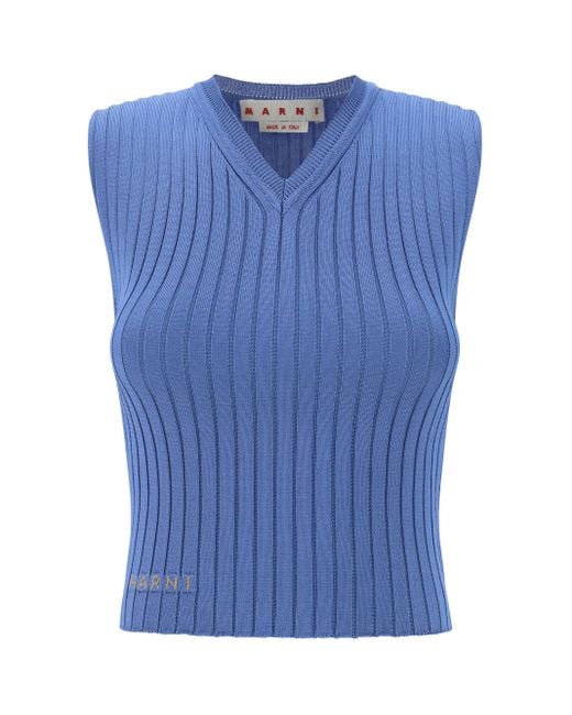 Marni Blue V Neck Sweater