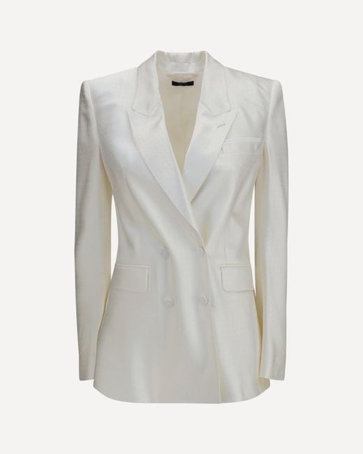 Tom Ford Gray Polka-Dot Satin Double-Breasted Blazer