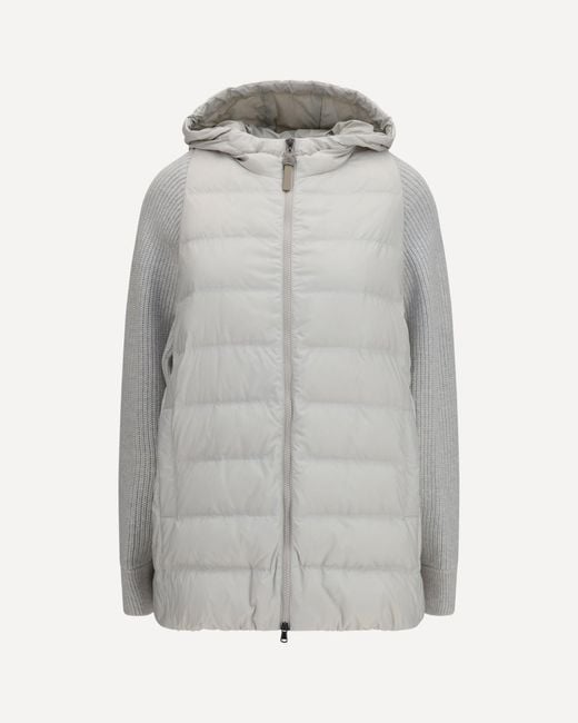 Brunello Cucinelli Gray Long Monili Chain Puffer Jacket
