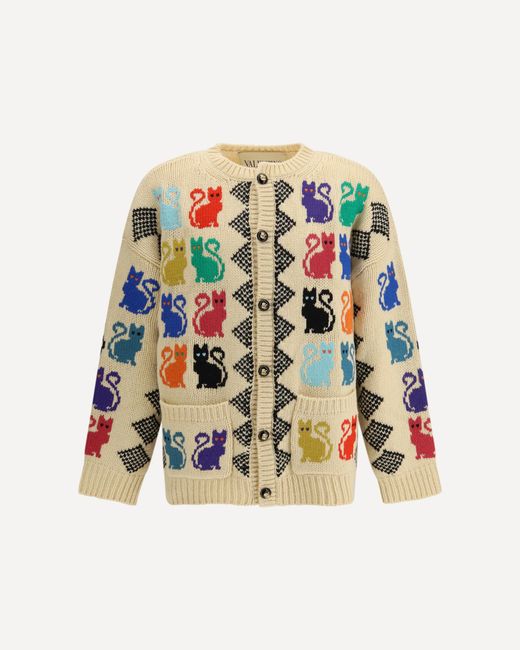 Valentino White Cardigan With Le Chat De La Maison Jacquard Motif for men