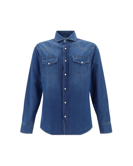 Brunello Cucinelli Blue Camicia for men
