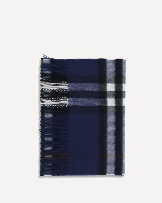 Burberry Blue Cashmere Check Pattern Scarf for men