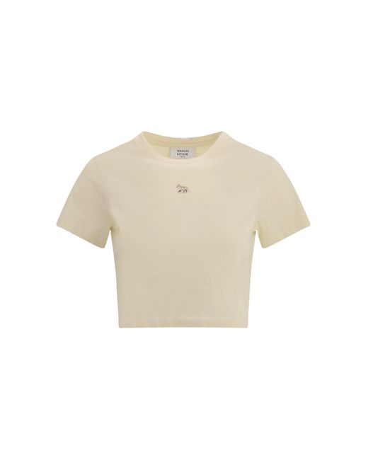 T-Shirt Cropped Baby Fox di Maison Kitsuné in White