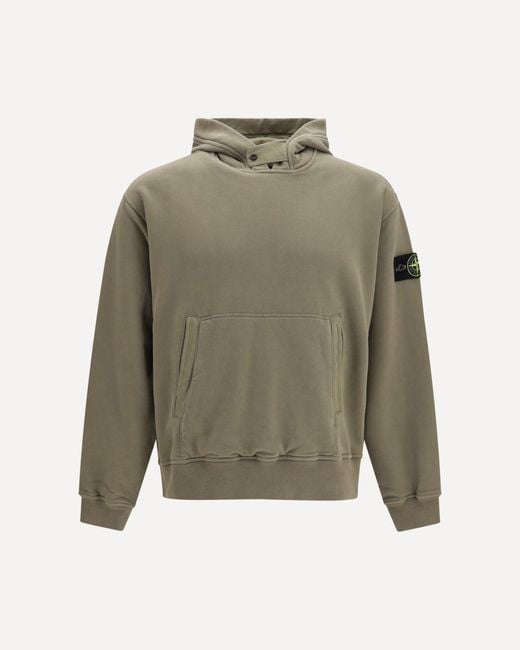 Stone Island Green Hooded Sweatshirt With Front Pocket for men