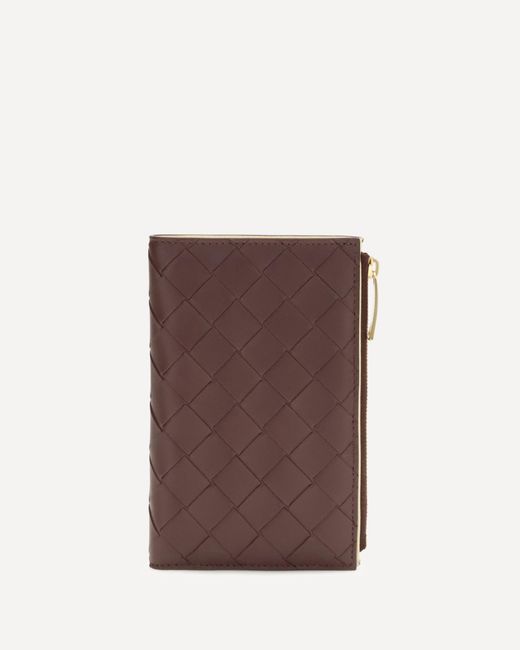 Bottega Veneta Purple Medium Bi-Fold Intrecciato Wallet