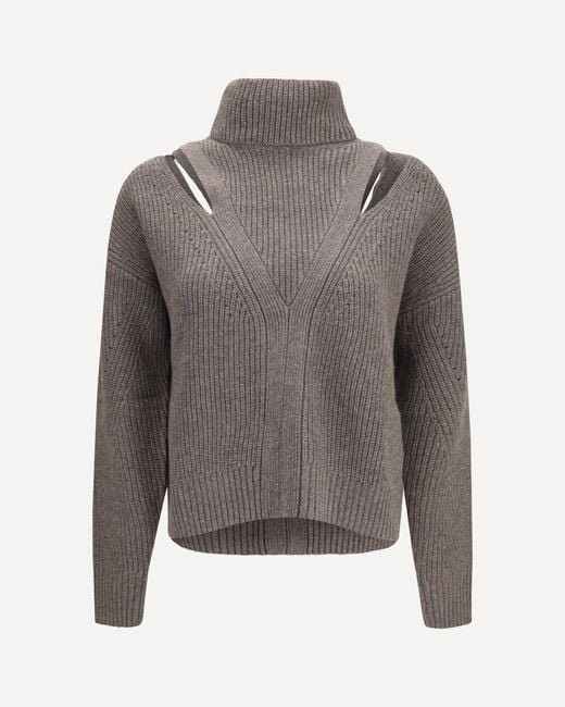 P.A.R.O.S.H. Gray P. A.R. O.S. H. High-Neck Sweater With Perforated Shoulders